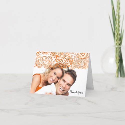 Orange Love Birds Wedding Thank You Note Cards