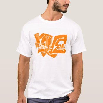 Orange Love Graffiti T-shirt by ColorStock at Zazzle