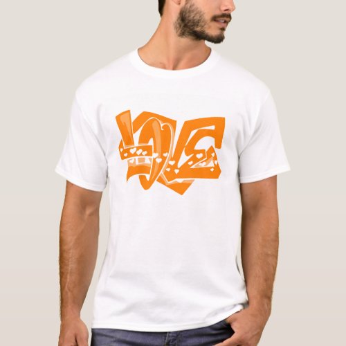 Orange Love Graffiti T_Shirt