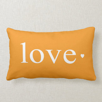 Orange Love Heart Monogram Lumbar Pillow