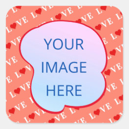 Orange LOVE Heart Square Sticker