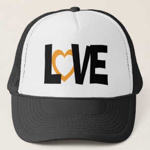 Orange love heart word wedding hat