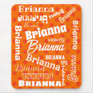 Orange Lover Polka Dotted Personalized Word Art Mouse Pad