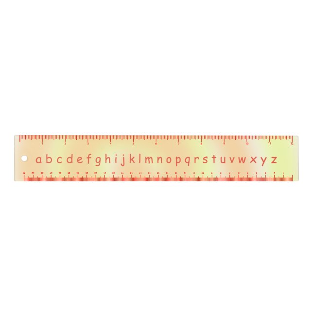 Orange Lower Case Letters Alphabet on 12 Inch Ruler (Front)