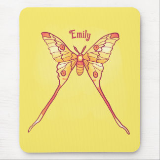 Orange Luna Moth Art – Colorful Insect Art Mouse Pad