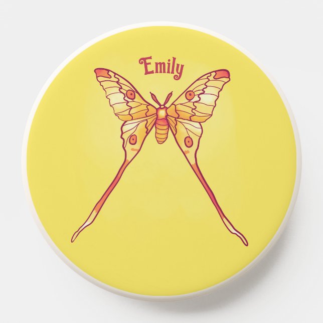 Orange Luna Moth Art – Colorful Insect Art PopSocket (Popsocket)