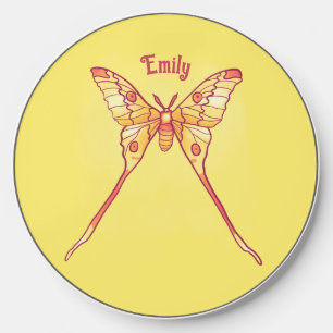 Orange Luna Moth Art – Colorful Insect Art Wireless Charger