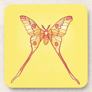 Orange Luna Moth Art – Colorful Insect Beverage Coaster