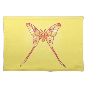 Orange Luna Moth Art – Colorful Insect Cloth Placemat