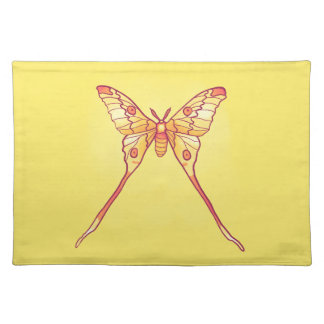 Orange Luna Moth Art – Colorful Insect Cloth Placemat