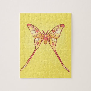 Orange Luna Moth Art – Colorful Insect Jigsaw Puzzle