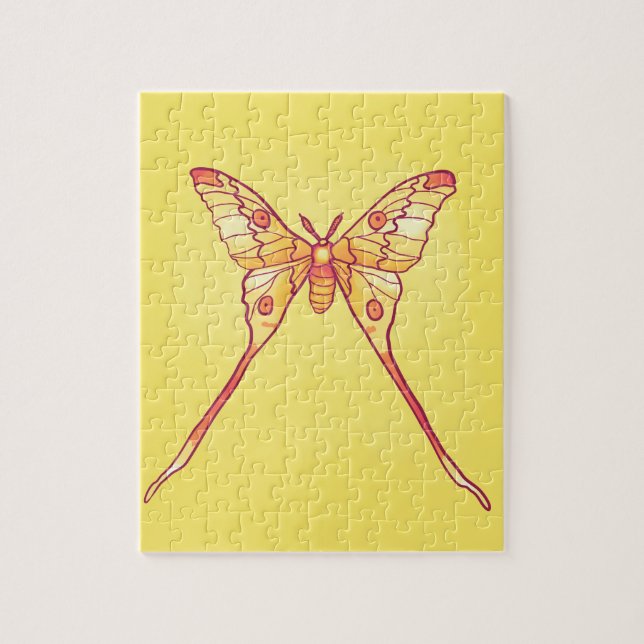 Orange Luna Moth Art – Colorful Insect Jigsaw Puzzle (Vertical)