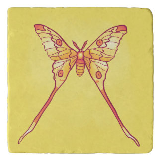 Orange Luna Moth Art – Colorful Insect Trivet