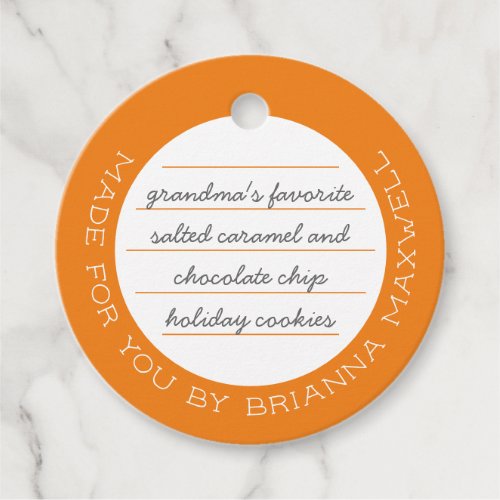Orange Made with Love Circle Food Gift Favor Tags