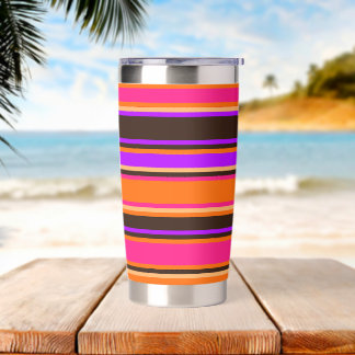 Orange, Magent & Purple Striped Water Bottle Insulated Tumbler