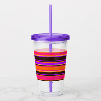 Orange, Magenta, & Purple Acrylic Striped Tumbler