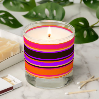 Orange Magenta & Purple Striped Scented Jar Candle