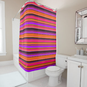 Orange, Magenta, & Purple Striped Shower Curtain