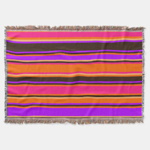 Orange, Magenta, & Purple Striped Throw Blanket