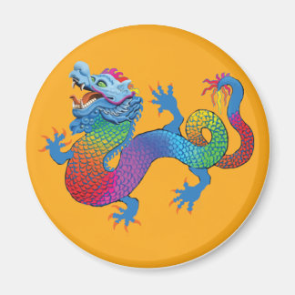 Orange Magnet with Colorful Dragon