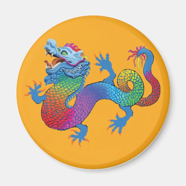 Orange Magnet with Colorful Dragon (Front)
