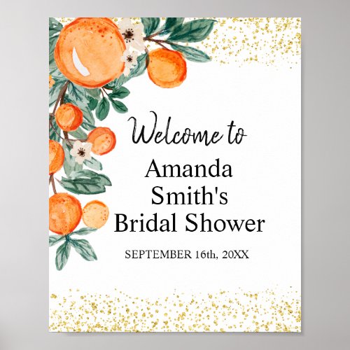 Orange main squeeze Bridal Shower Welcome sign