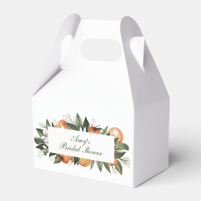 Orange Main Squeeze Gable Style Favor Box (Front Side)