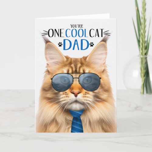 Orange Maine Coon Cat Fathers Day One Cool Cat Holiday Card