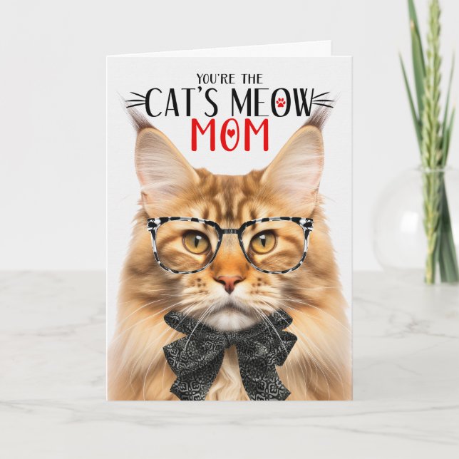Orange Maine Coon Cat for Mom on Mother's Day Holiday Card (Front)
