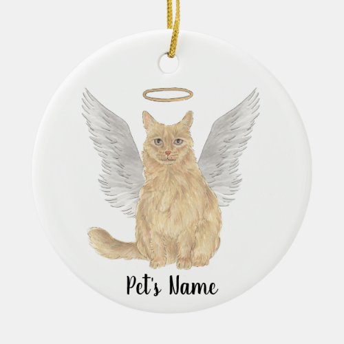 Orange Maine Coon Sympathy Memorial Ceramic Ornament