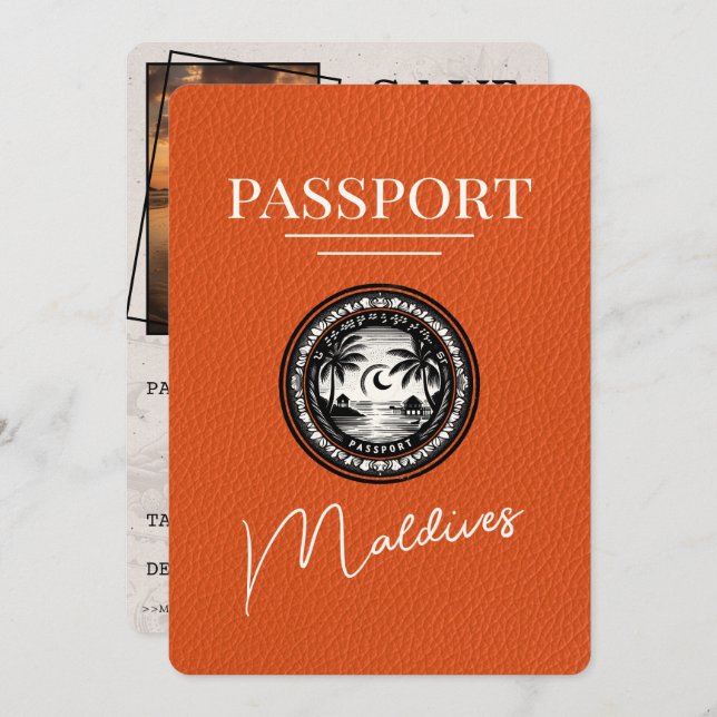 Orange Maldives Passport Save The Date (Front/Back)