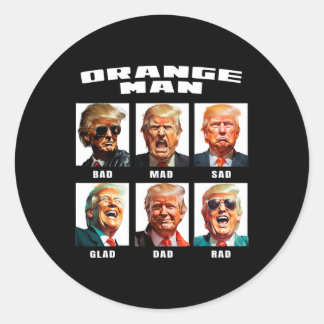 Orange Man D - The Many Faces Of Donald Trump Classic Round Sticker