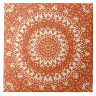 Orange mandala. ceramic tile