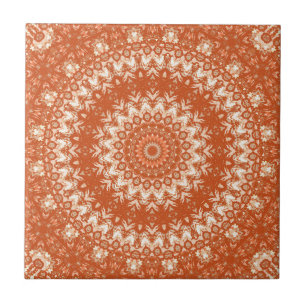 Orange mandala. ceramic tile
