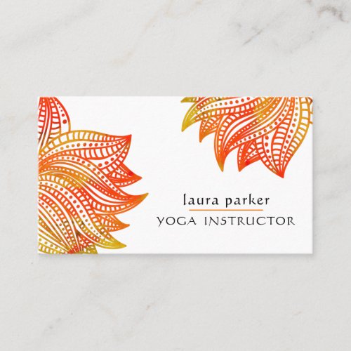 Orange Mandala  Floral Curve Art Yoga  Meditation Business Card