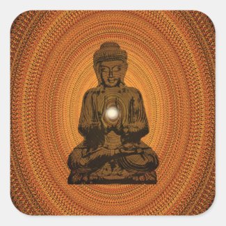 orange mandala for Buddha Square Sticker