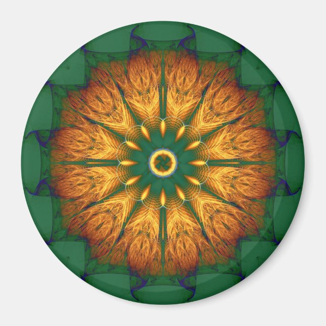 Orange mandala magnet (Front)