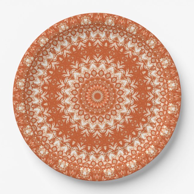 Orange mandala.  paper plates (Front)