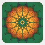 Orange Mandala Square Sticker