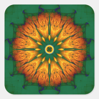 Orange Mandala Square Sticker