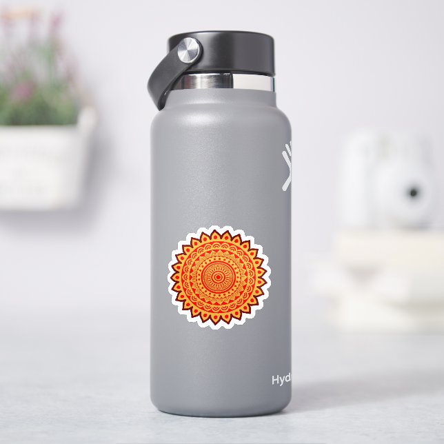 Orange Mandala  Sticker (HydroFlask)