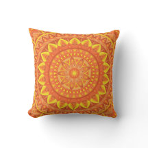Orange Mandala Warm Boho Pattern Vibrant Cozy