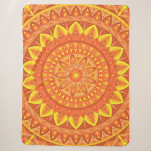 Orange Mandala Warm Cozy Boho Vibrant Pattern Sherpa Blanket
