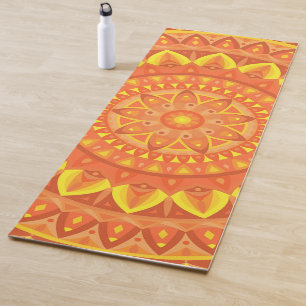Orange Mandala Yoga Centered Warm Boho Design Mat