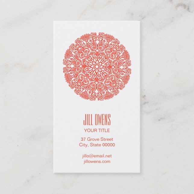 Orange Mandala Yoga Studio Business Cards (Front)