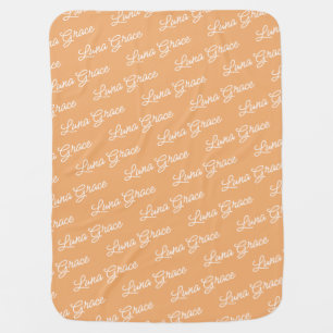 Orange Mango Baby Girl Personalized Name Custom Baby Blanket