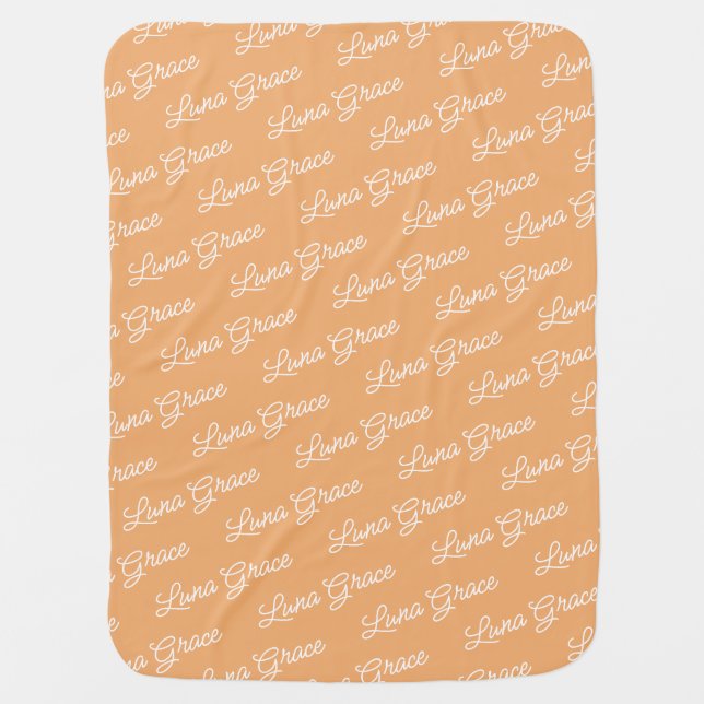 Orange Mango Baby Girl Personalized Name Custom Baby Blanket (Front)