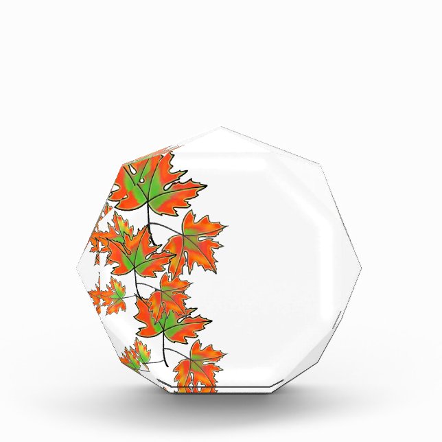 Orange Maple Leaf  Acrylic Award (Front)