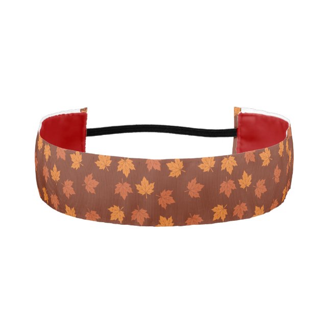 Orange Maple Leaf Autumn Seamless Pattern Athletic Headband (Front)