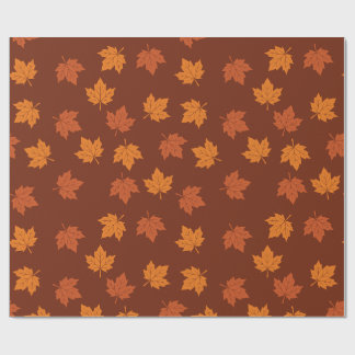 Orange Maple Leaf Autumn Seamless Pattern Wrapping Paper